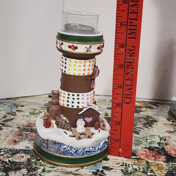 Danbury Mint Lighthouses of Christmas Candlesticks Set  3 Cheryl Spencer Collin - Picture 7 of 11